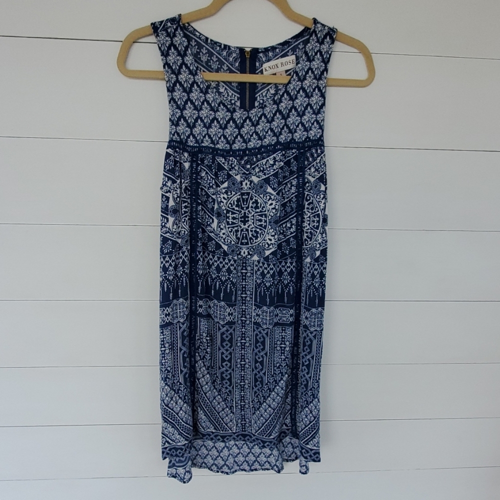 KNOX ROSE Boho Dress Size S Blue & White
